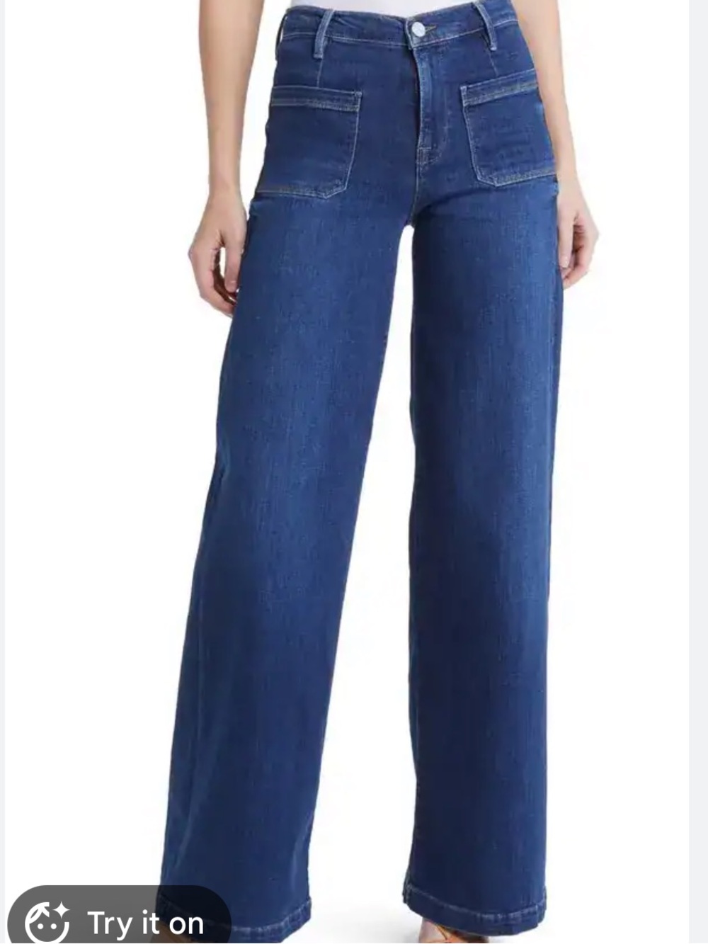 Frame Denim Blue Wide-Leg Stretch Jeans